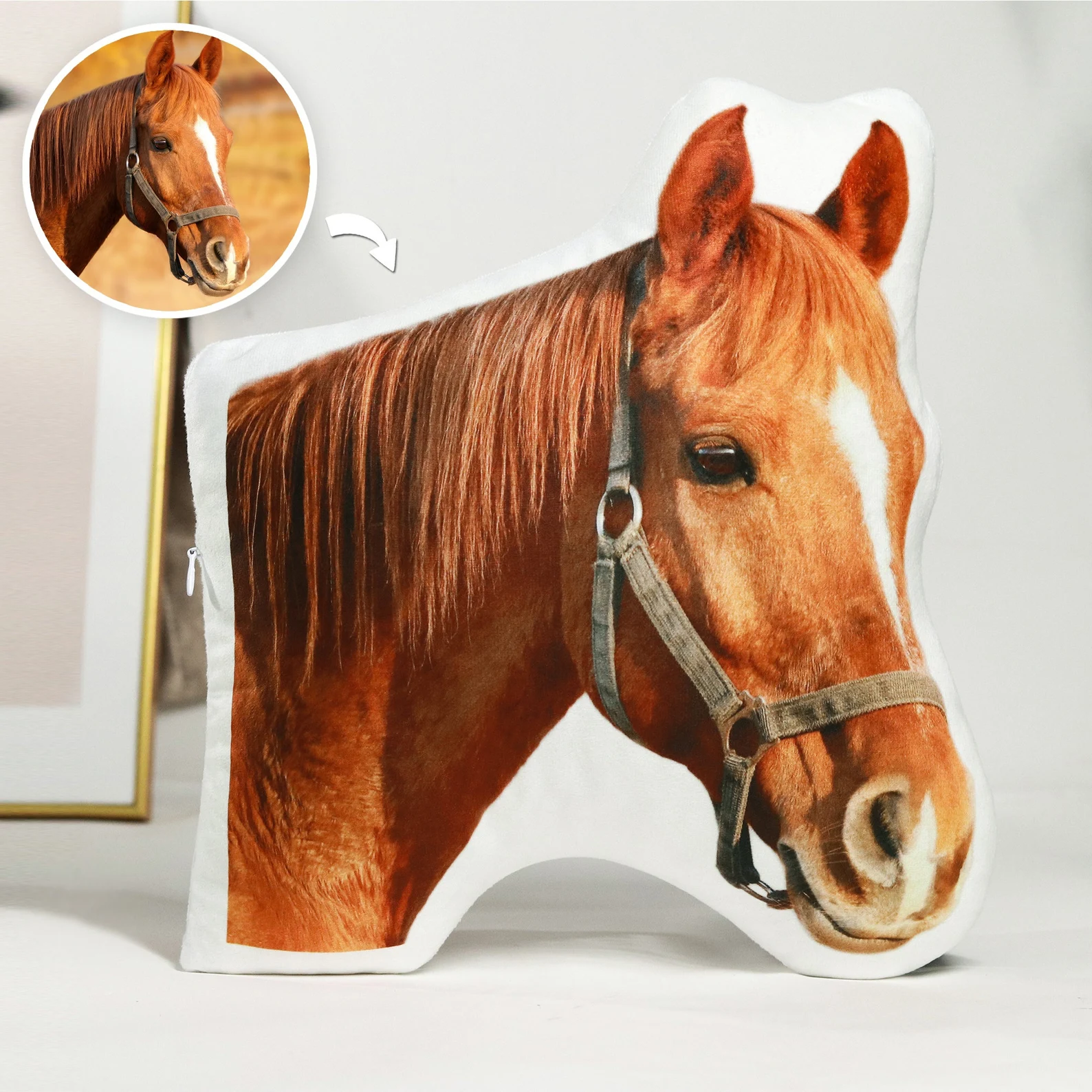 Cojín Personalizado con Foto de Caballo en 3D Almohada con Foto Regalo Conmemorativo