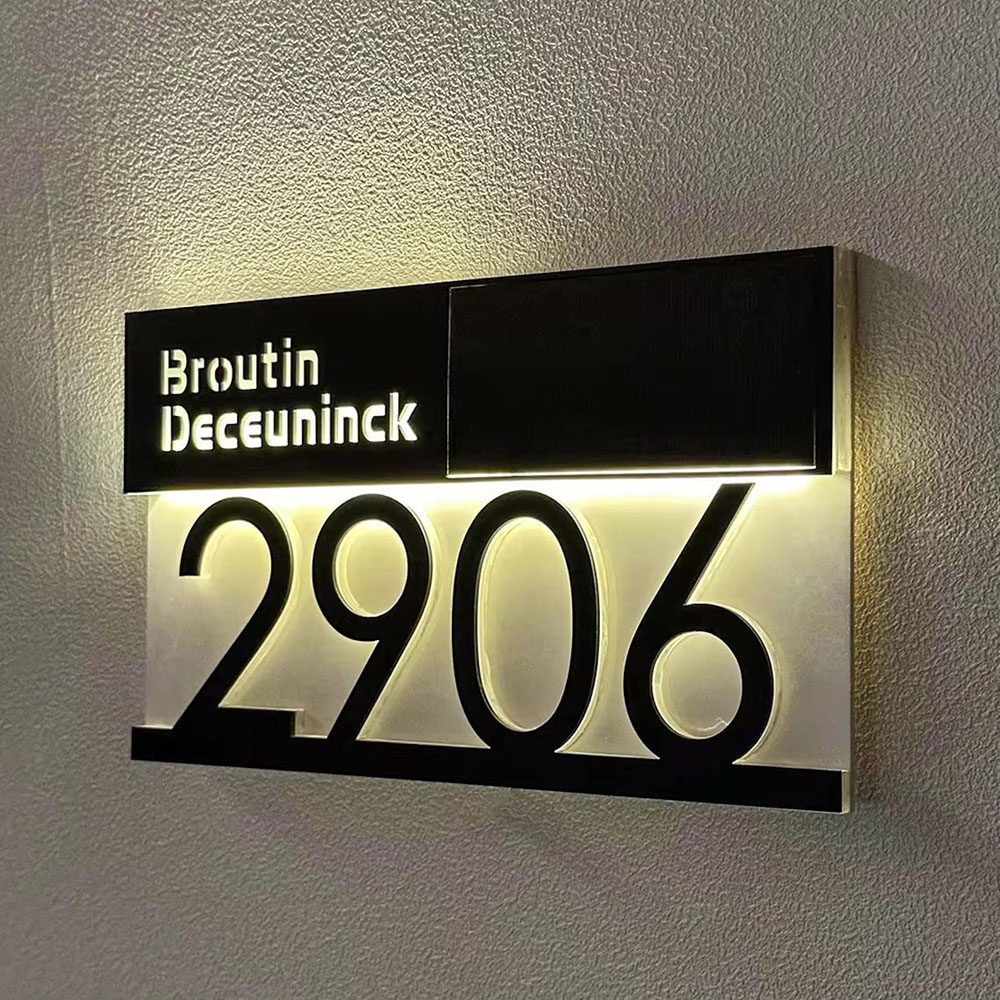 Letrero de Número de Casa LED Solar | Placa de Dirección Impermeable