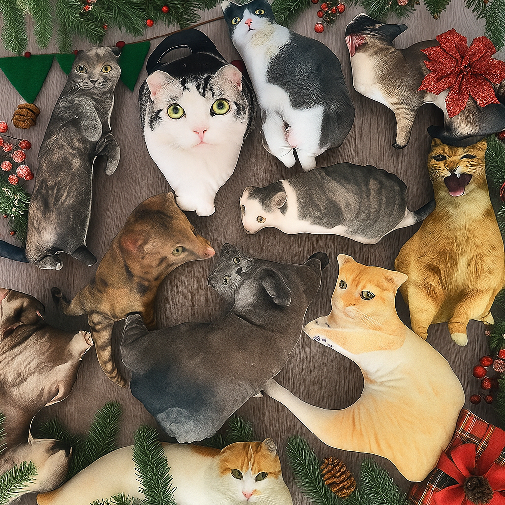 Cojín Personalizado con Fotos de Mascotas en 3D Diseño Divertido Ugly-Cute Regalo de Navidad para Perros y Gatos