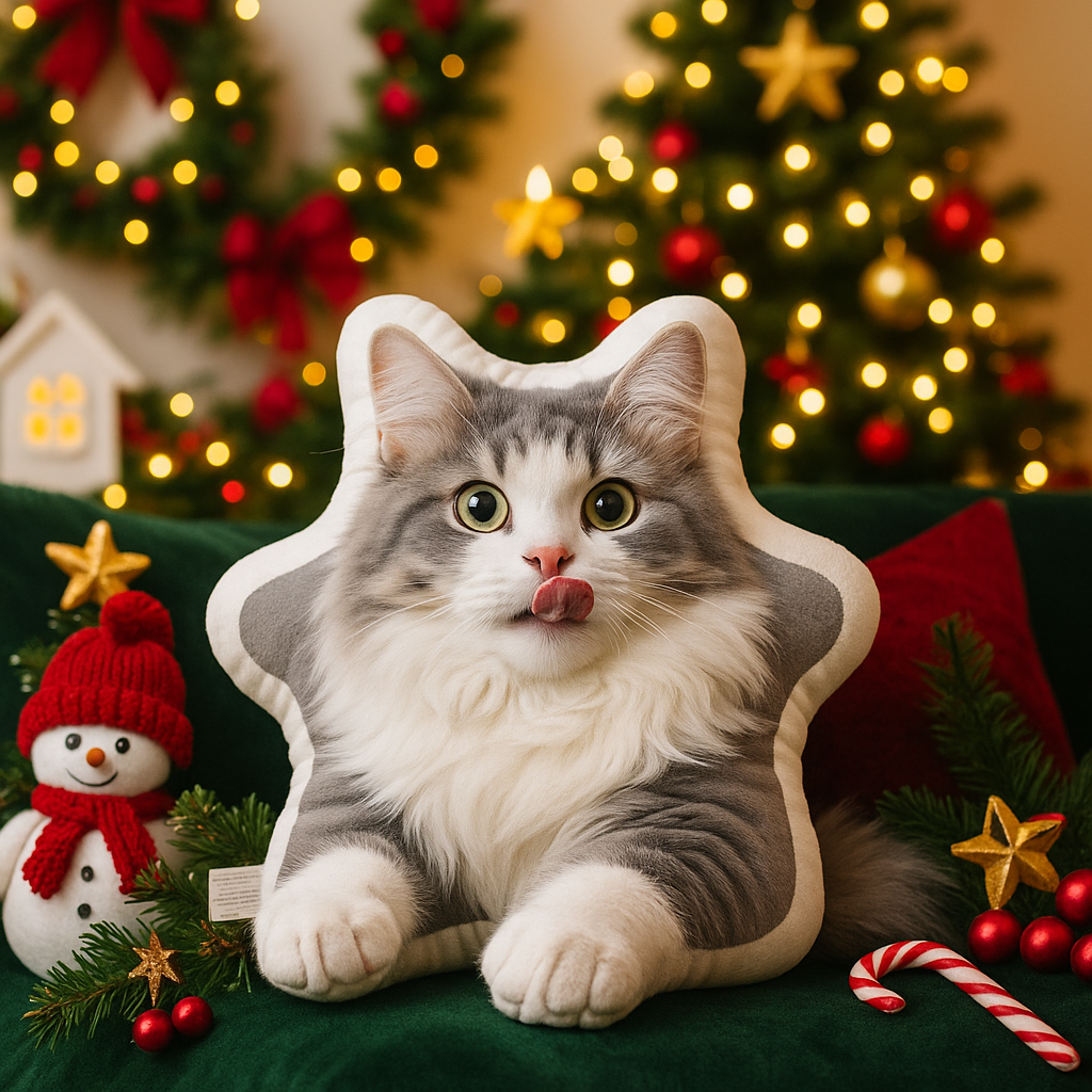Almohada con Foto de Mascota en 3D Impresión por Ambas Caras Regalo de Navidad