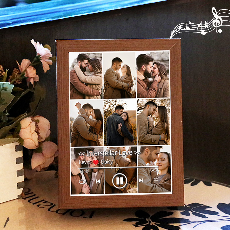 Cuadro de Música Collage con Fotos Personalizadas Marco Musical para Fotos con Reproductor de Canción Completa