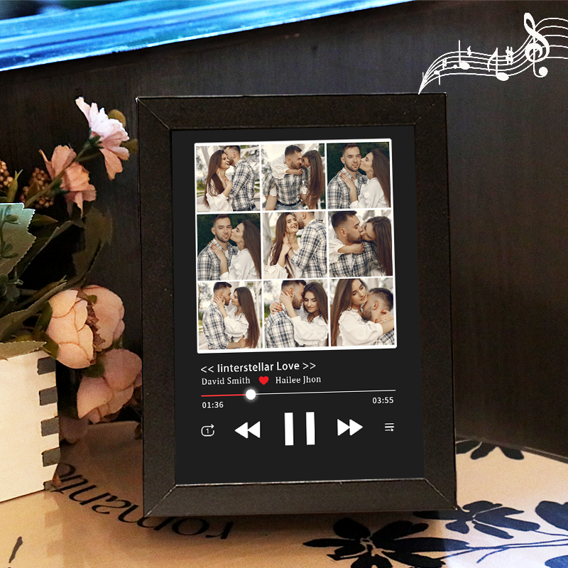 Cuadro de Música Collage con Fotos Personalizadas Marco Musical para Fotos con Reproductor de Canción Completa