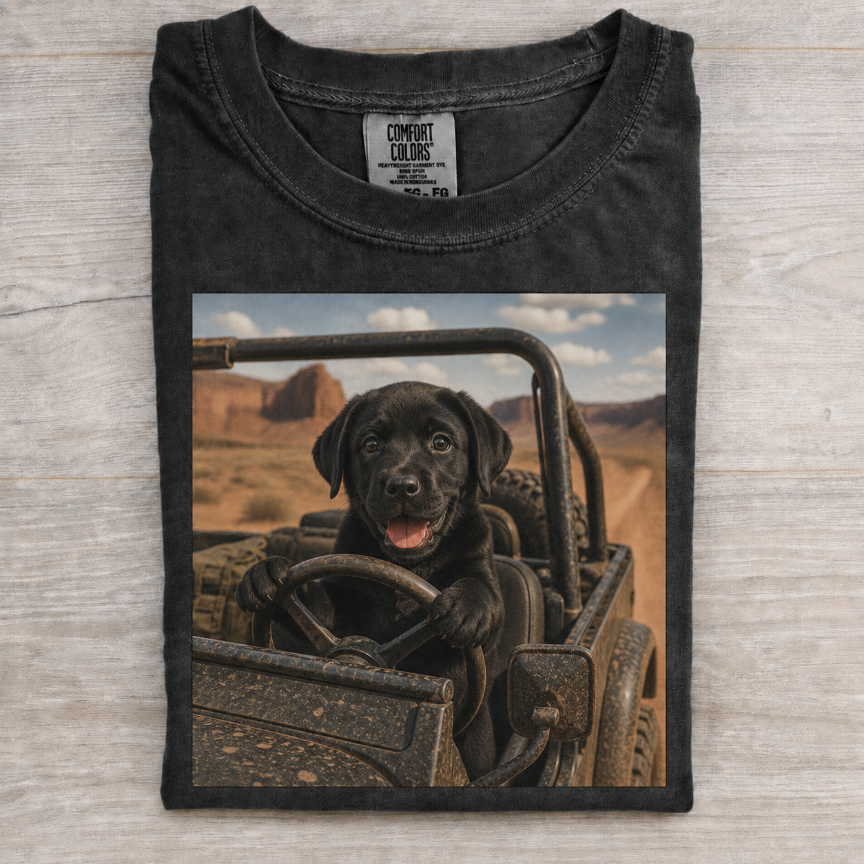 Black Lab Desert Jeep T-shirt