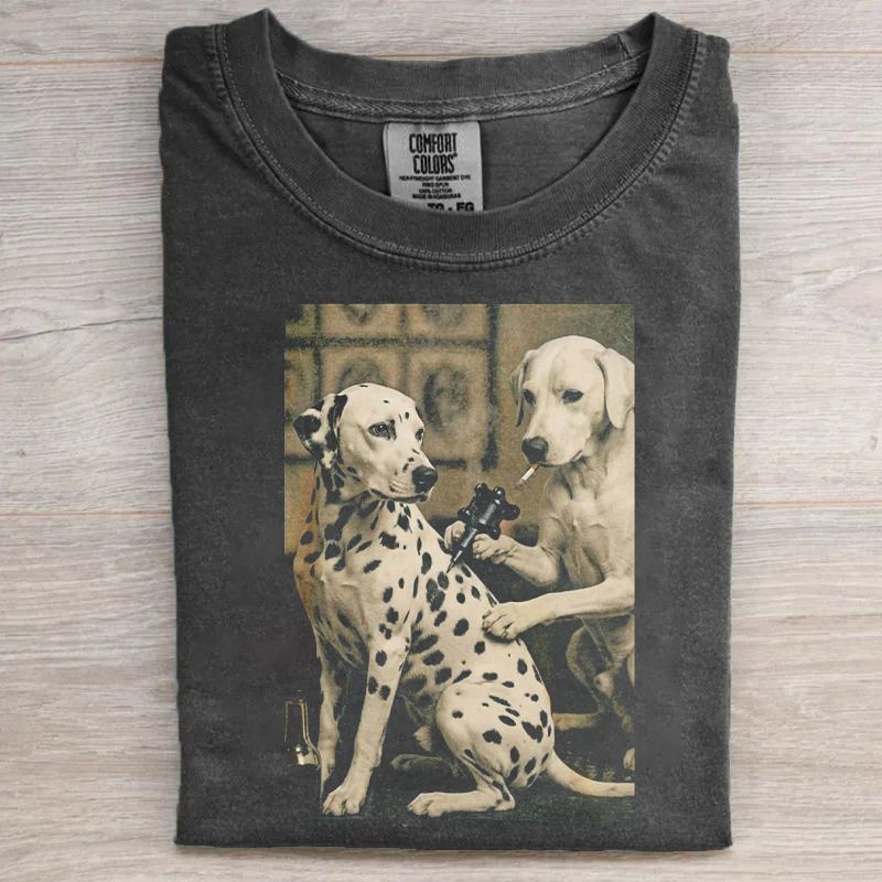 Retro Dalmatian Dog Tattoo Artist T-shirt