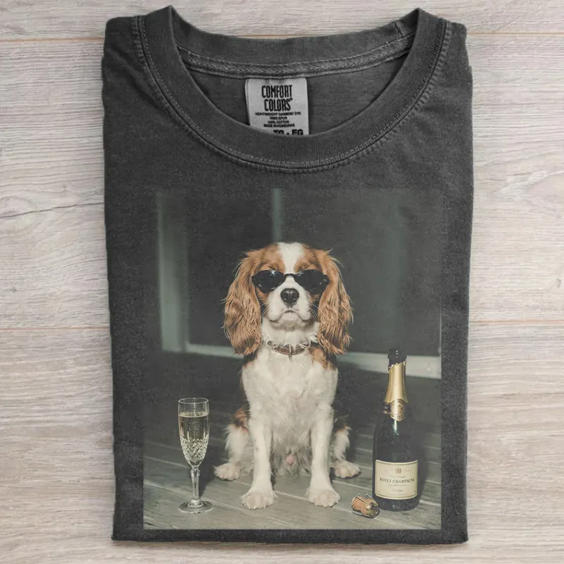 Cavalier King Charles Drinking Champagne T-shirt