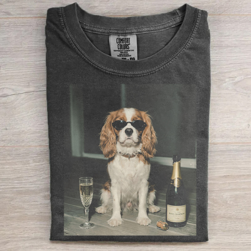 Cavalier King Charles Drinking Champagne T-shirt