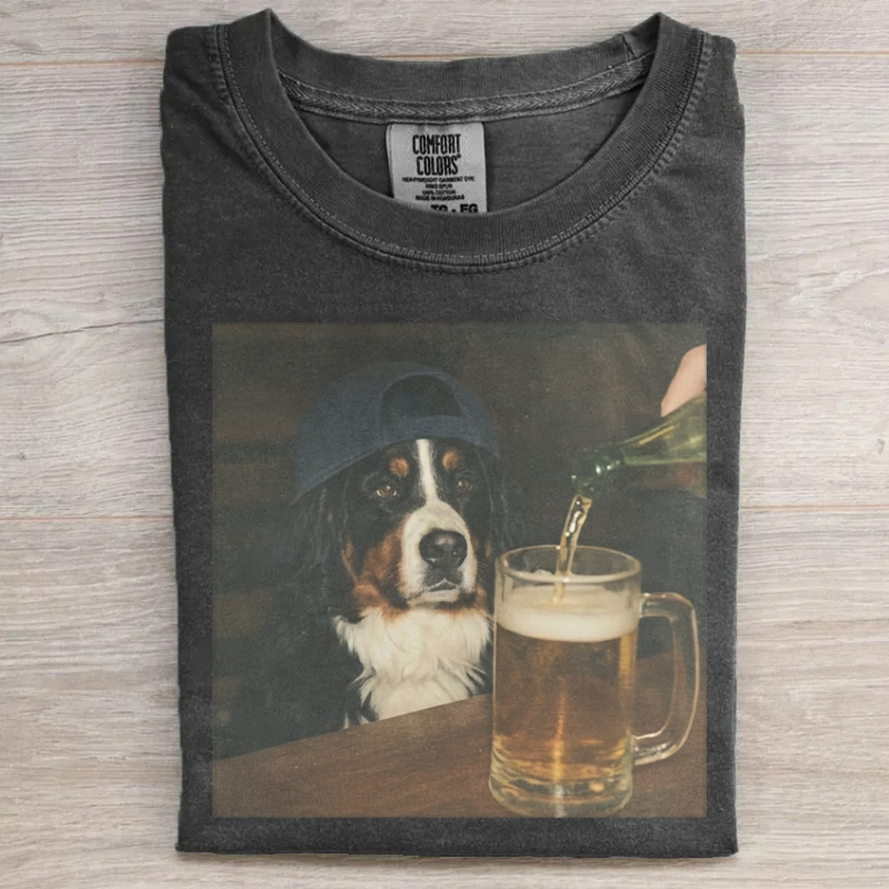 Bernese Mountain Dog Drinking Beer T-shirt