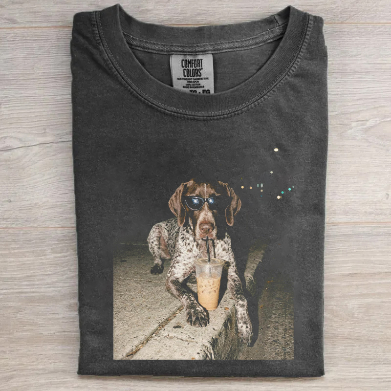German Shorthaired Pointer Drinking Iced Coffee T-shirt