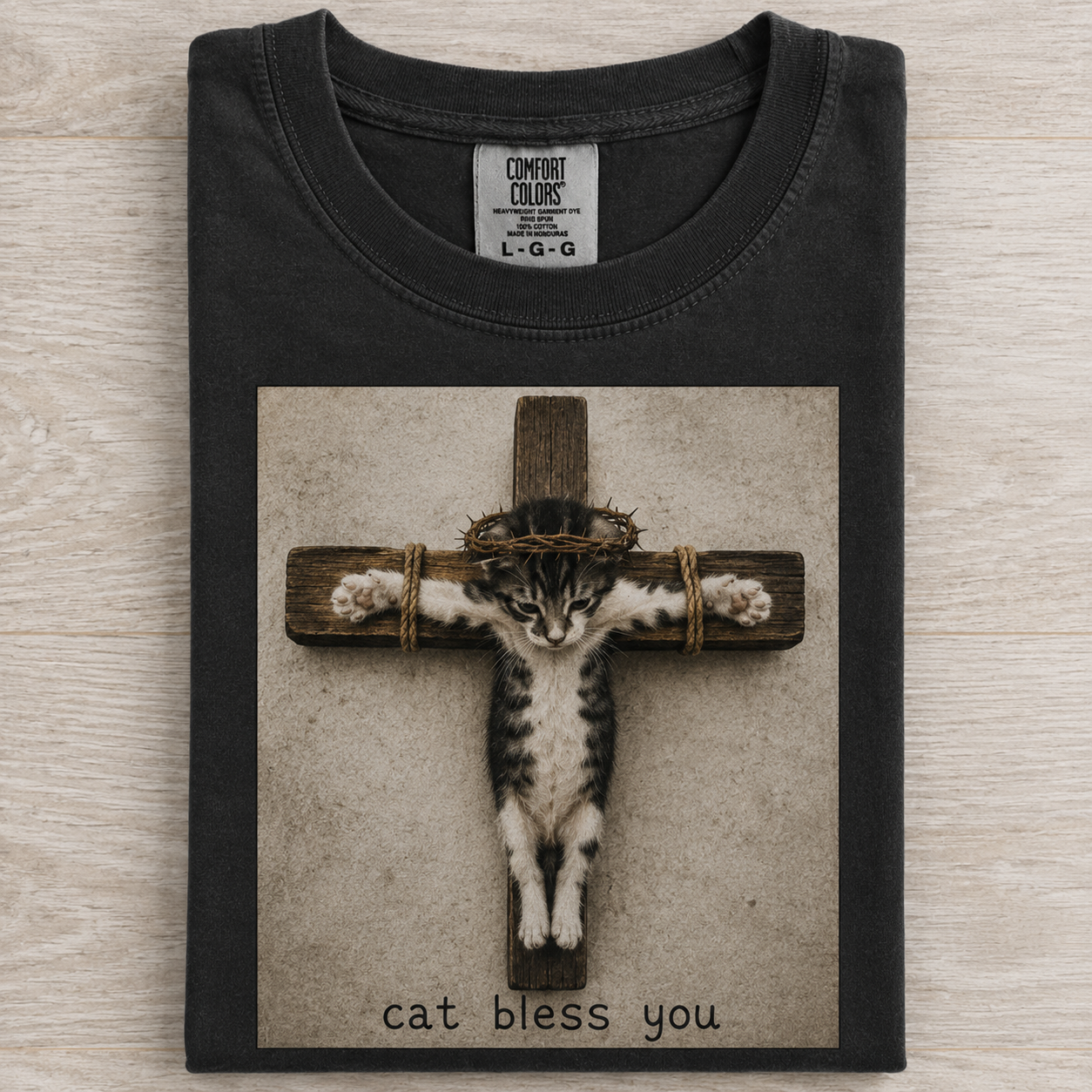 Cat Bless You T-shirt - Black