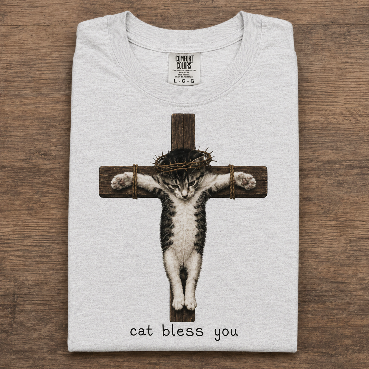 Cat Bless You T-shirt - Gray