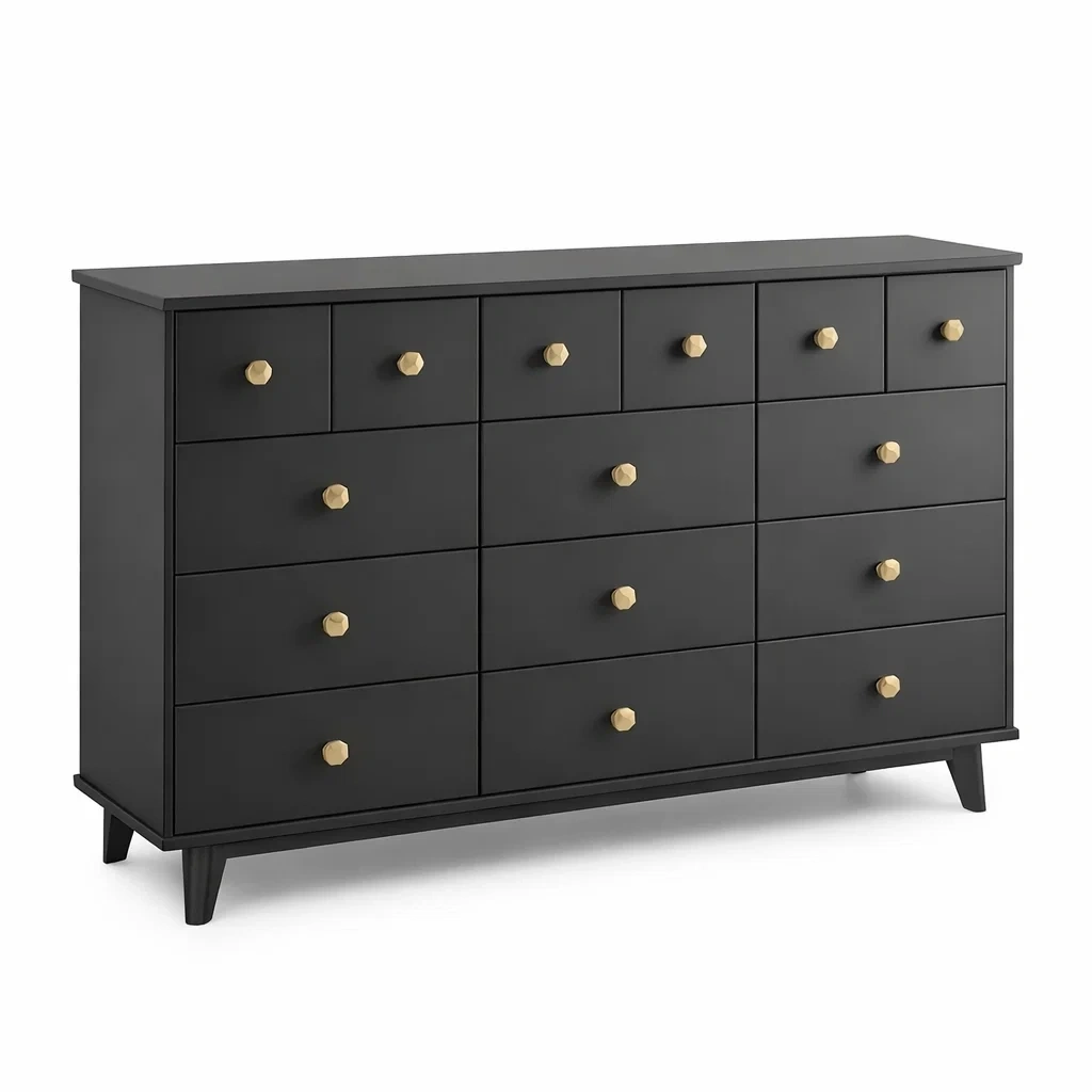 Modern Black Multi Drawer Dresser Cabinet
