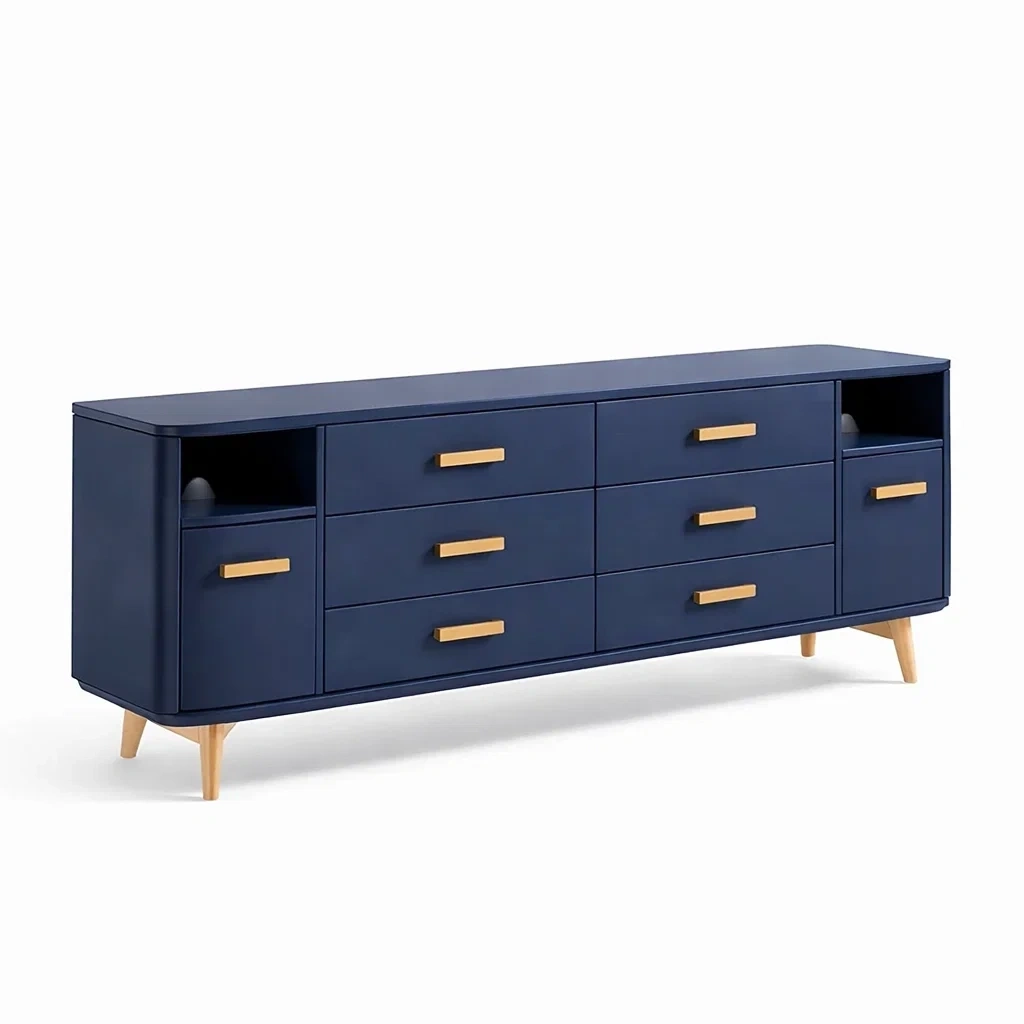 Modern Navy Blue Storage Sideboard Cabinet