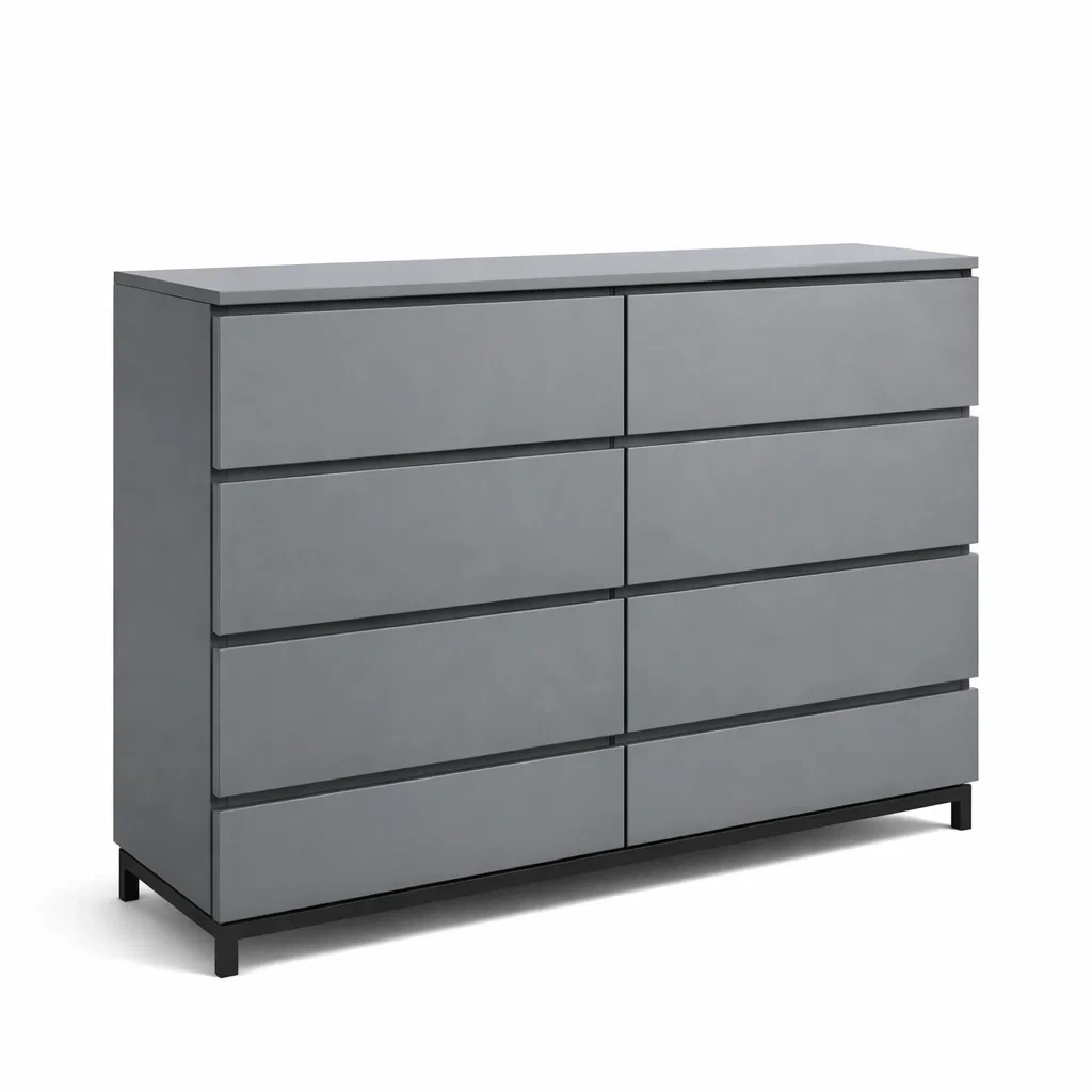 Modern Gray Double Drawer Dresser