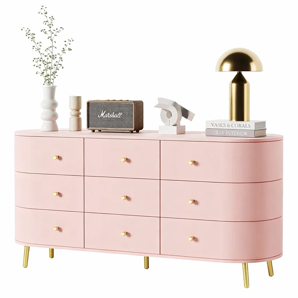 Modern Pink Rounded Storage Dresser