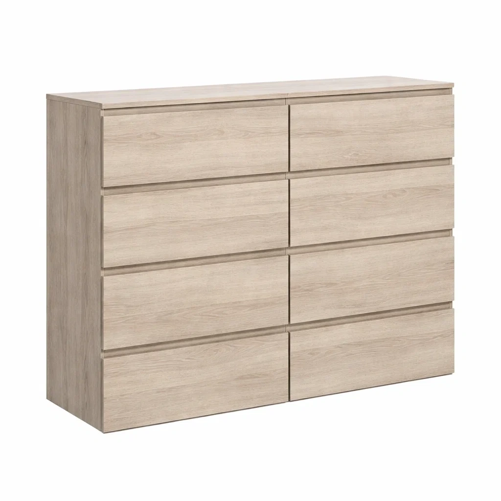 Light Oak Wide Storage Dresser Cabinet