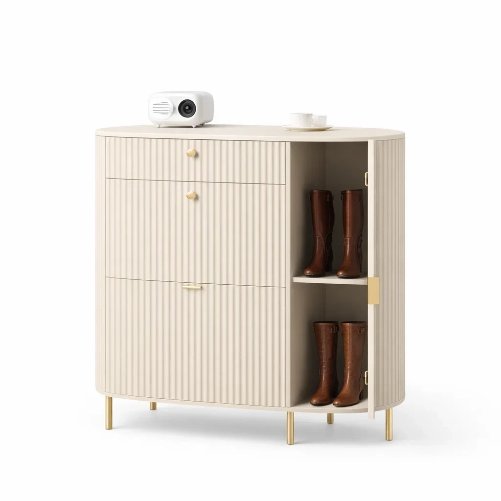 Modern Cream Storage Cabinet with Door