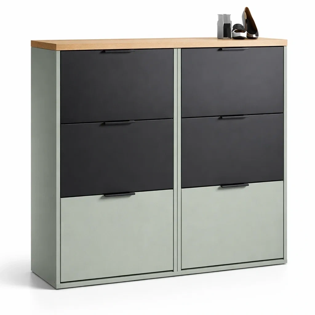 Modern Two Tone Shoe Storage Cabinet