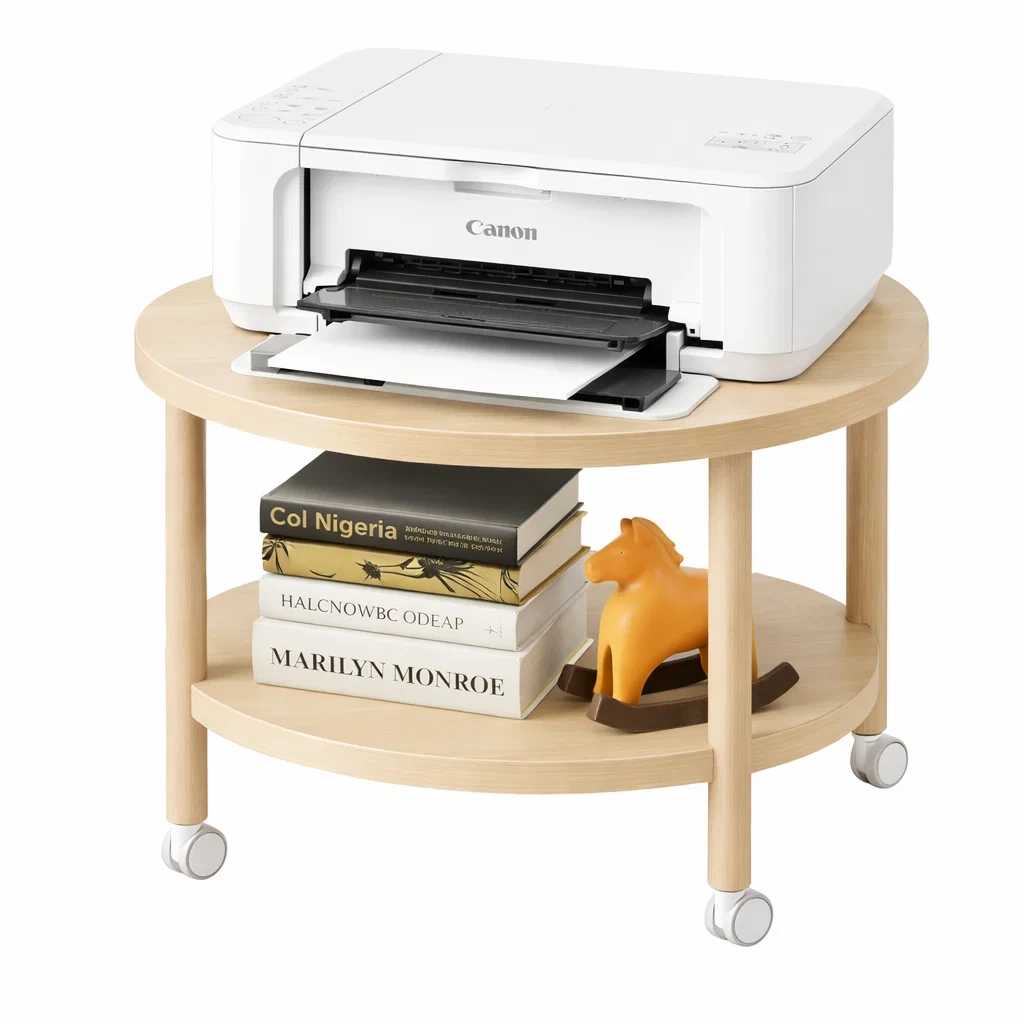 Round Rolling Printer Stand Table