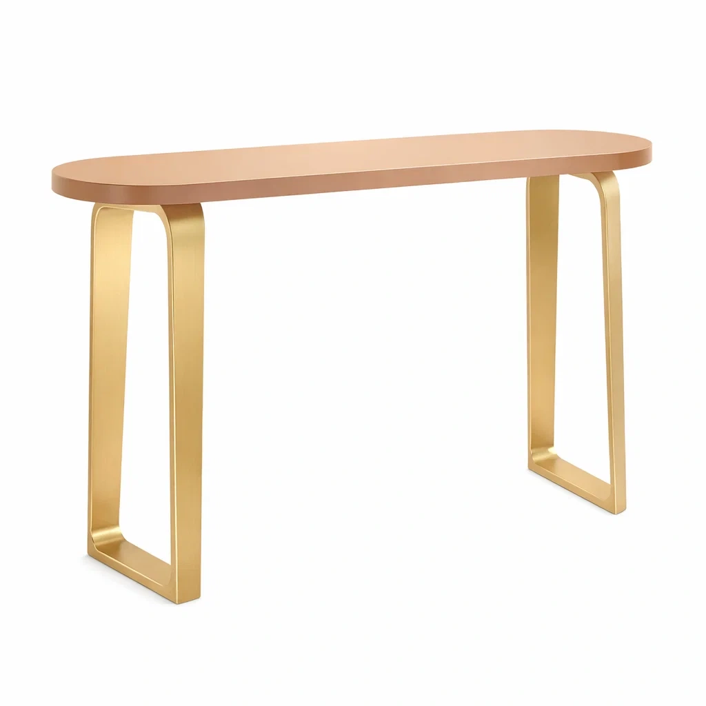 Modern Console Table Gold Metal Frame Oval Top