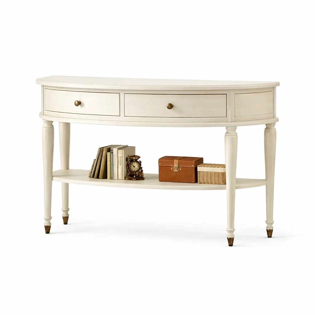 Classic Console Table with Drawers and Lower Shelf