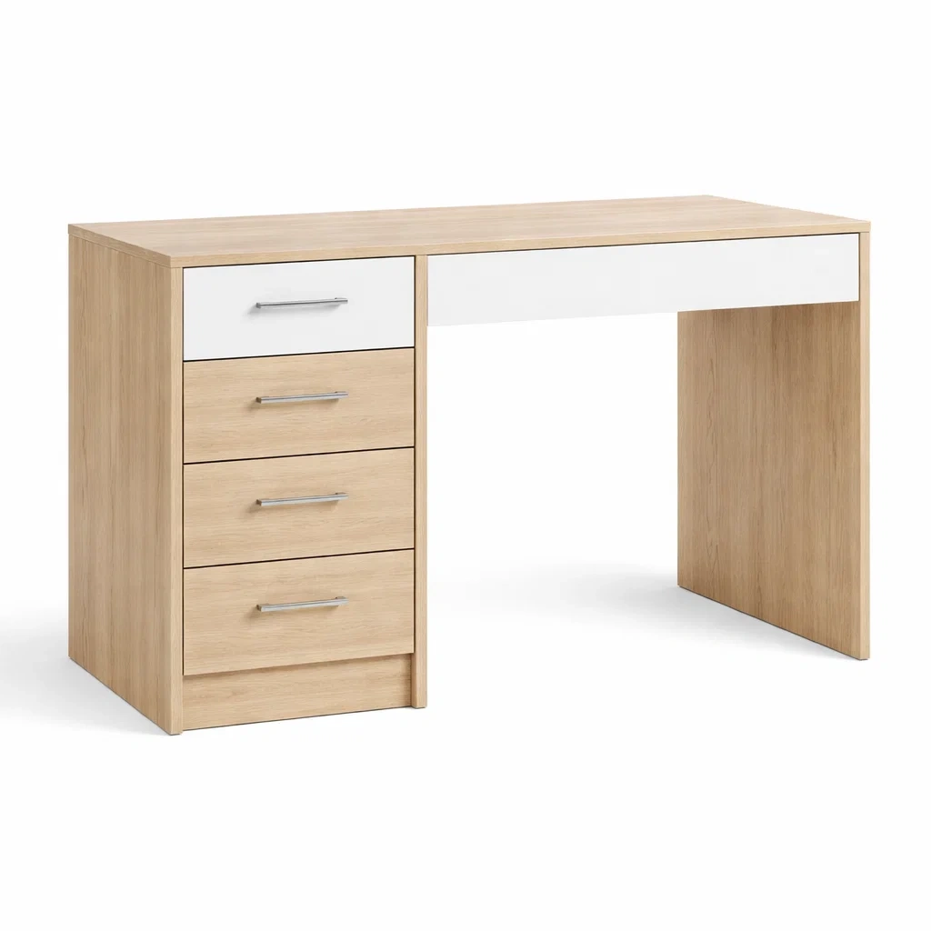 Modern Office Desk with Drawers Wooden Workstation