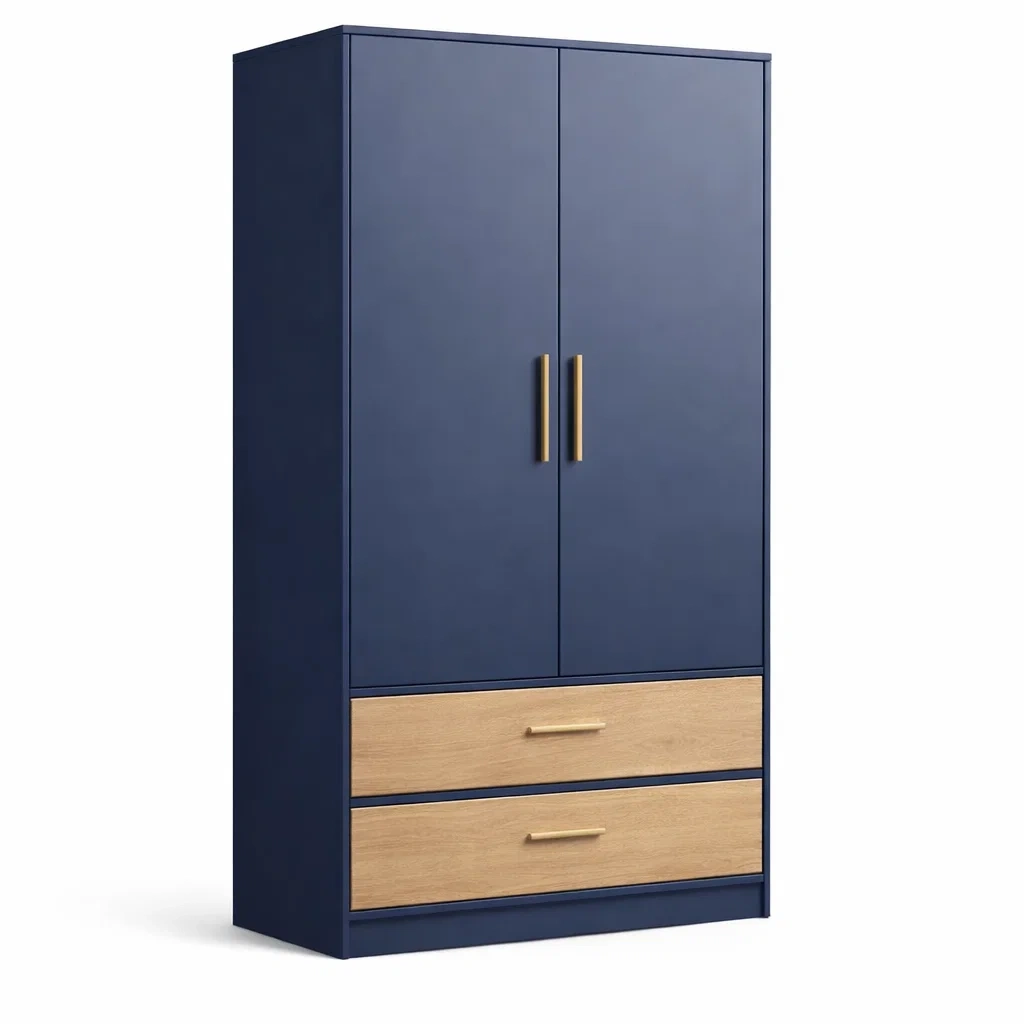 Modern Two Door Wardrobe Closet with Drawers