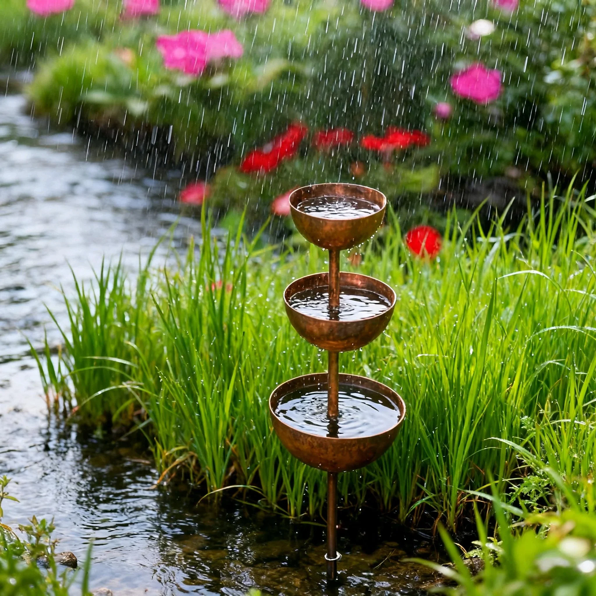 🌧️ Rain Catcher - Plant Support🐦 Metal Garden Ornament