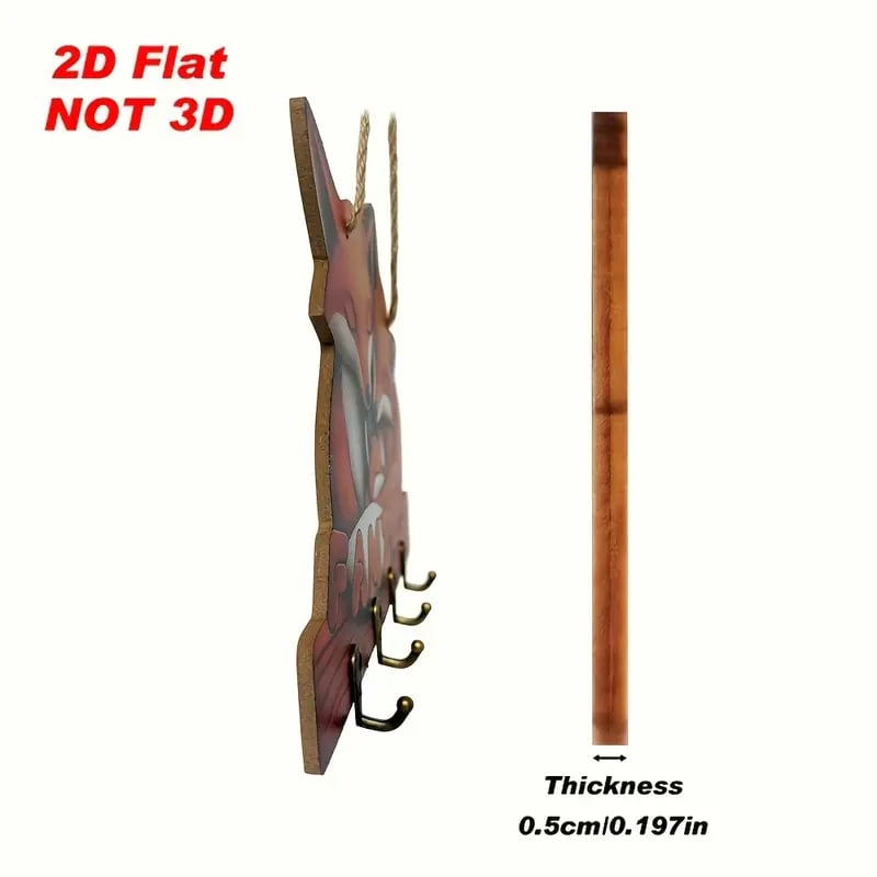 # 2D Rustic Highland Cow Wooden Ornament 🐮 | 9.8"x7.48" Hanging Decor with 3 Hooks | Easter/Christmas Gift for Animal Lovers 🌿