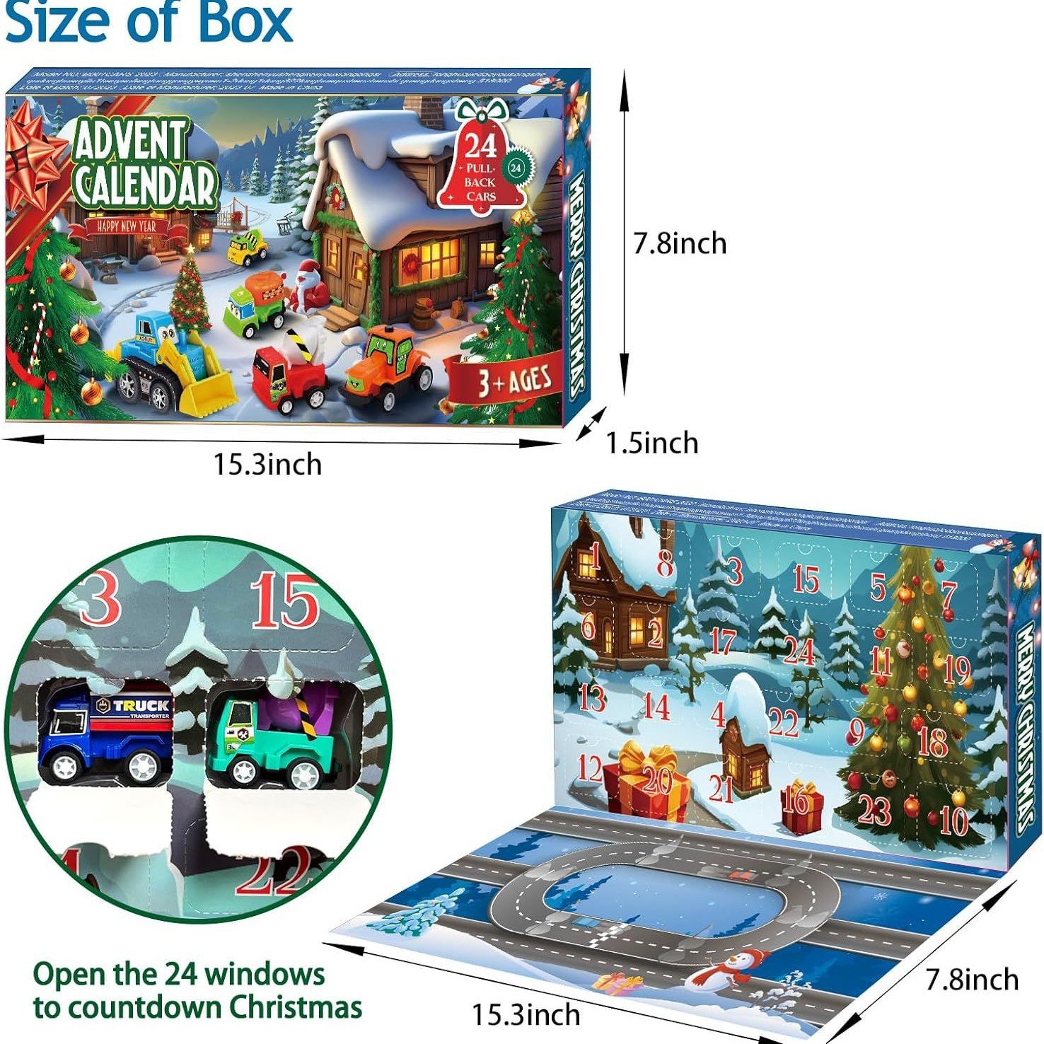 🏆Hot Sale⚡2025 Christmas Advent Calendar with 24 Pull-Back Toy Cars for Kids