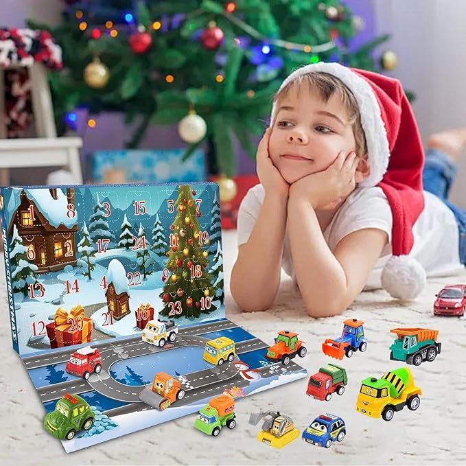 🏆Hot Sale⚡2025 Christmas Advent Calendar with 24 Pull-Back Toy Cars for Kids