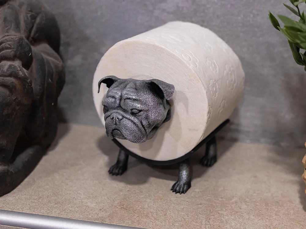 English Bulldog toilet paper holder