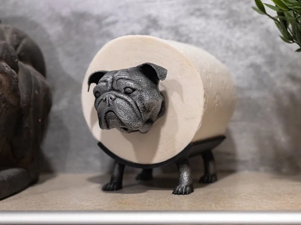 English Bulldog toilet paper holder