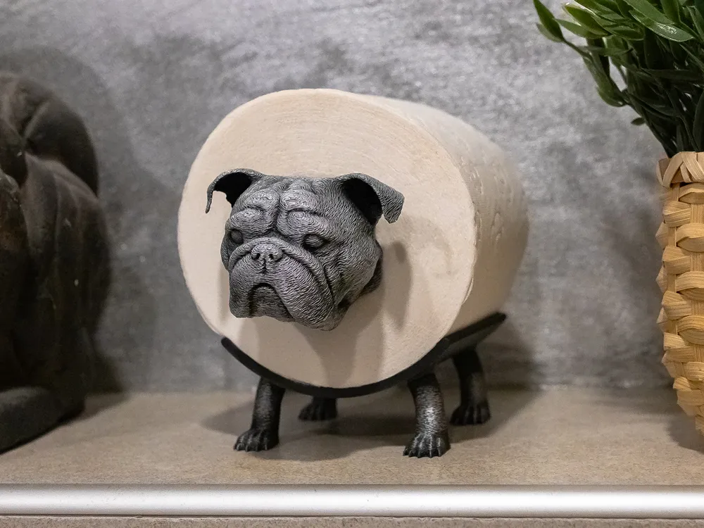 English Bulldog toilet paper holder