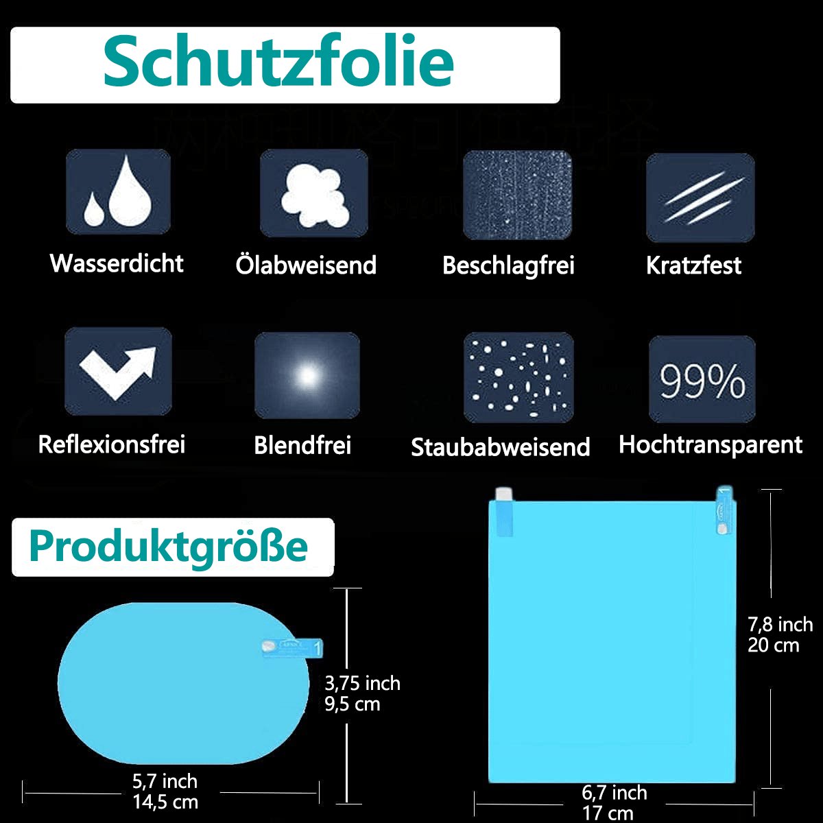 4 Stück Auto-Rückspiegelfolie