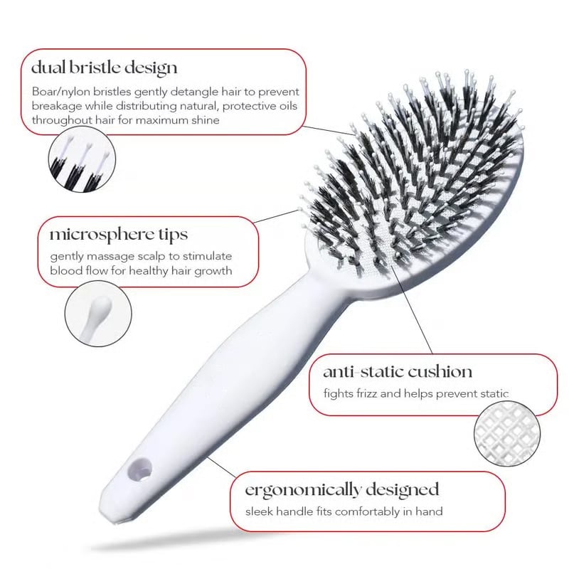 Viral World-Famous 5x Sold Out Paddle Brush - Smoother, Stronger, Shinier Hair - Boar Bristle Brush with Nylon Bristles and Microsphere Massaging Tips