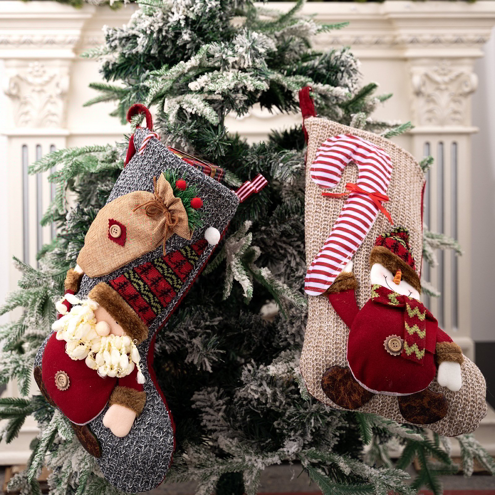 🌲Christmas stocking with Santa, snowman and reindeer