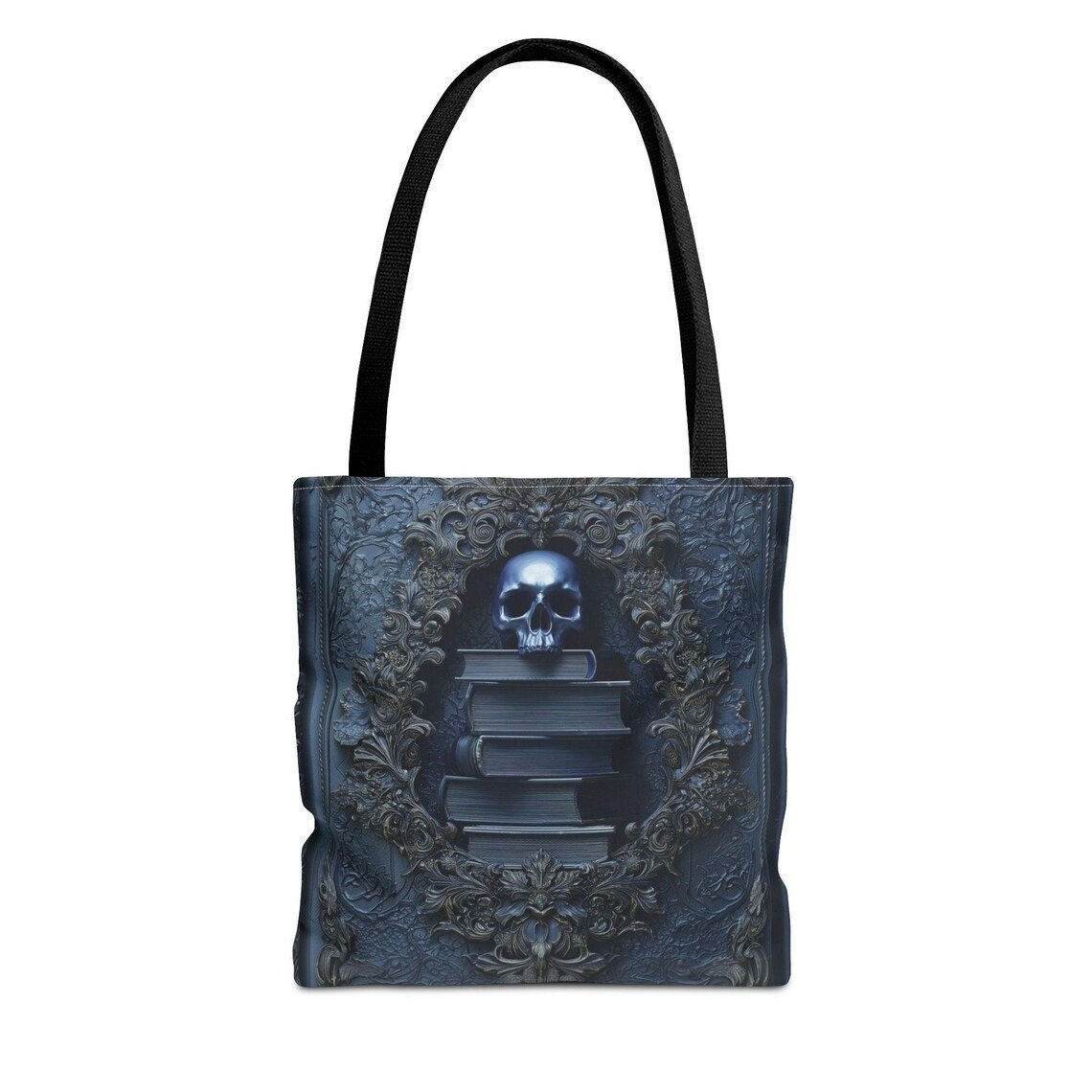 🖤 Gothic Skull & Books Tote Bag – Dark Academia Aesthetic 📚💀