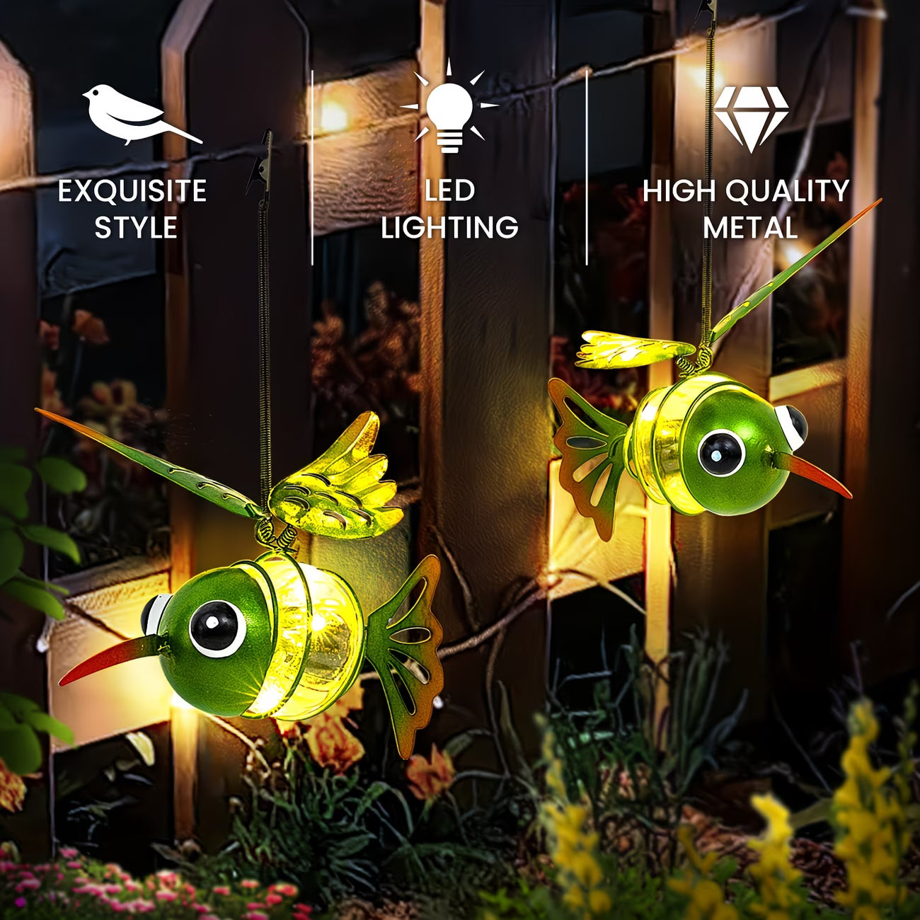 Hummingbird Solar Lantern with Independent Hook and Spring