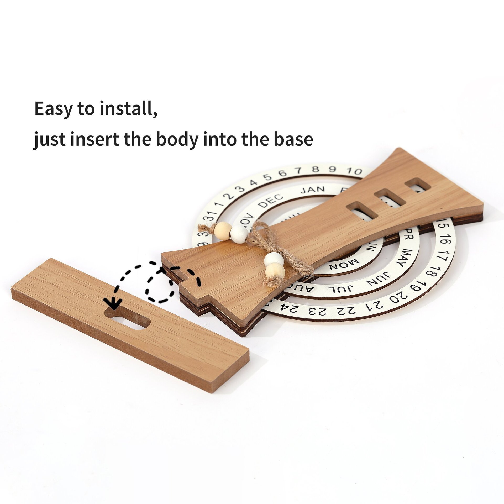 📅Handcrafted Wooden Perpetual Calendar – Rustic Desk Accessory for Home, Study & Office