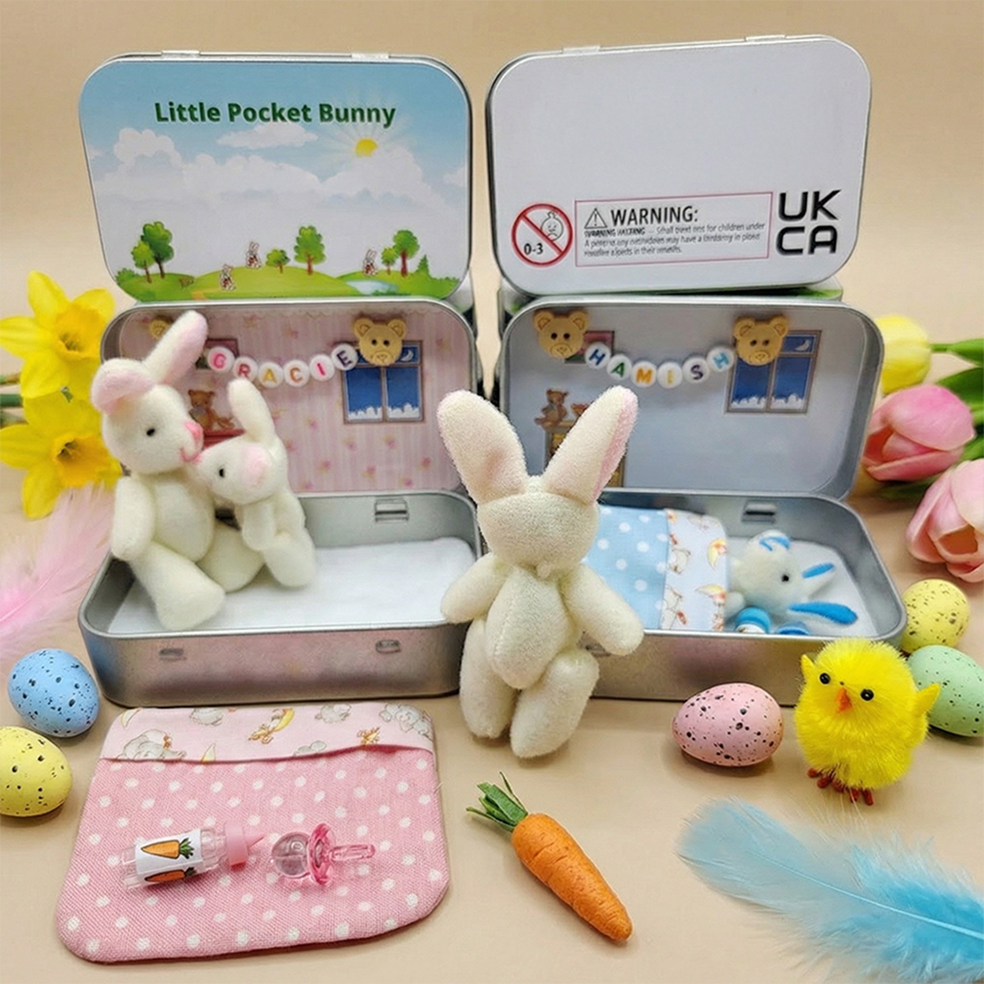 ✨🐇Mother & Baby Bunny "Pocket Hug" – The Ultimate Handmade Mini World in a Tin