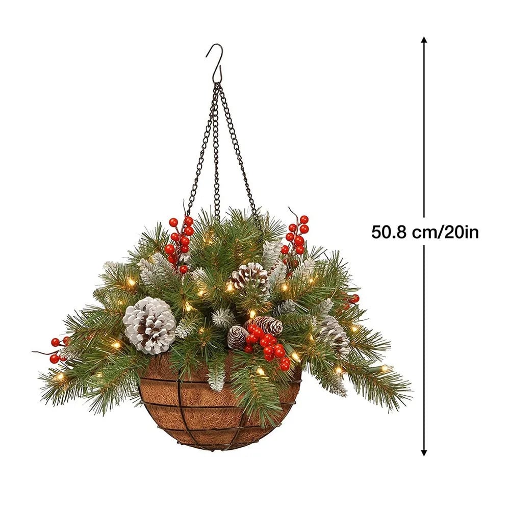 🎄Pre-Lit Artificial Christmas Hanging Basket