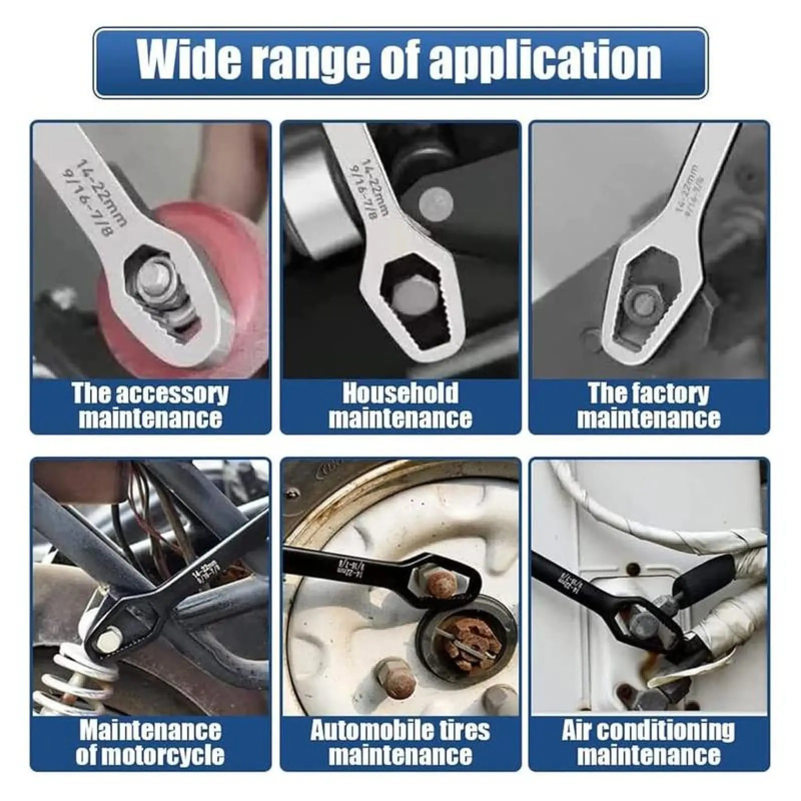 Universal Car Torx Wrench,8-22mm Self-tightening Wrench,Double-head Torx Spanner