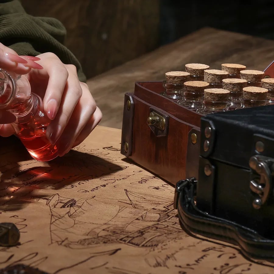 🧪Steampunk Magic Twelve Bottles Alchemy Box & straps