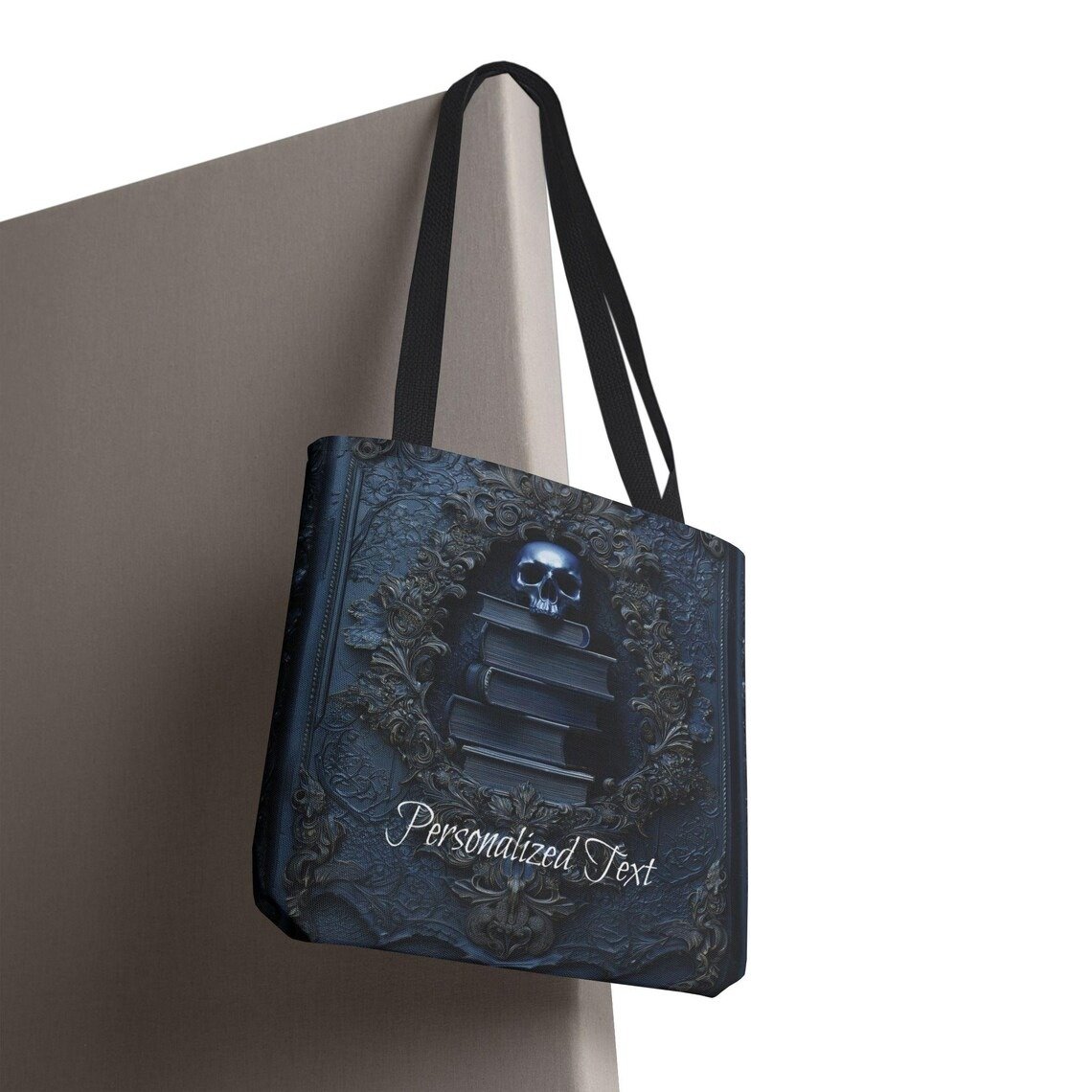 🖤 Gothic Skull & Books Tote Bag – Dark Academia Aesthetic 📚💀