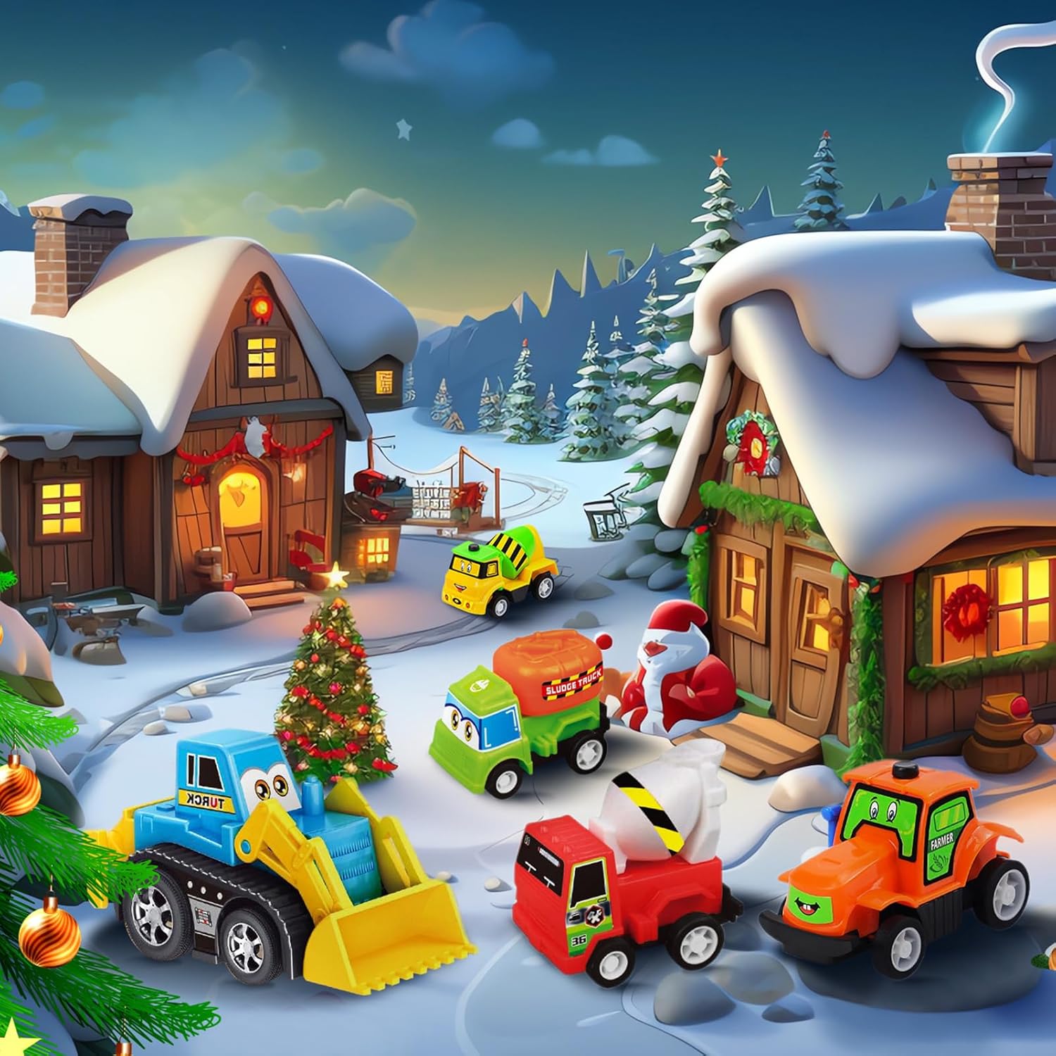 🏆Hot Sale⚡2025 Christmas Advent Calendar with 24 Pull-Back Toy Cars for Kids