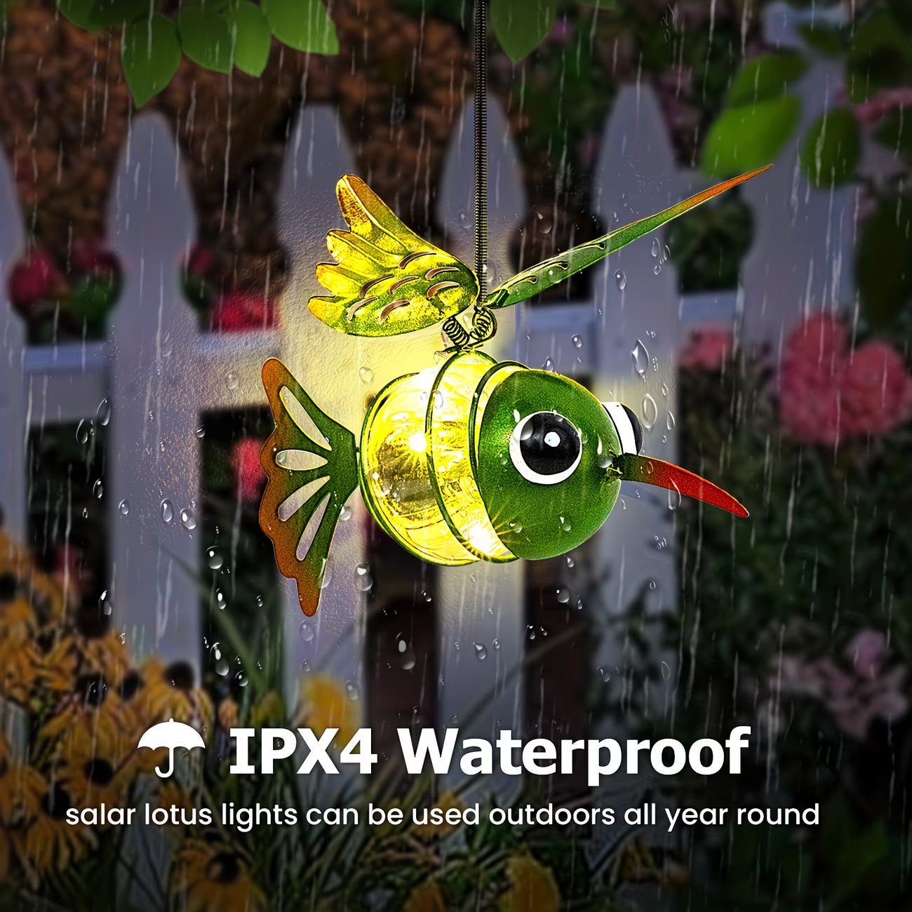 Hummingbird Solar Lantern with Independent Hook and Spring