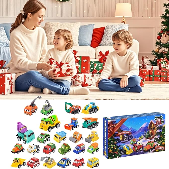 🏆Hot Sale⚡2025 Christmas Advent Calendar with 24 Pull-Back Toy Cars for Kids