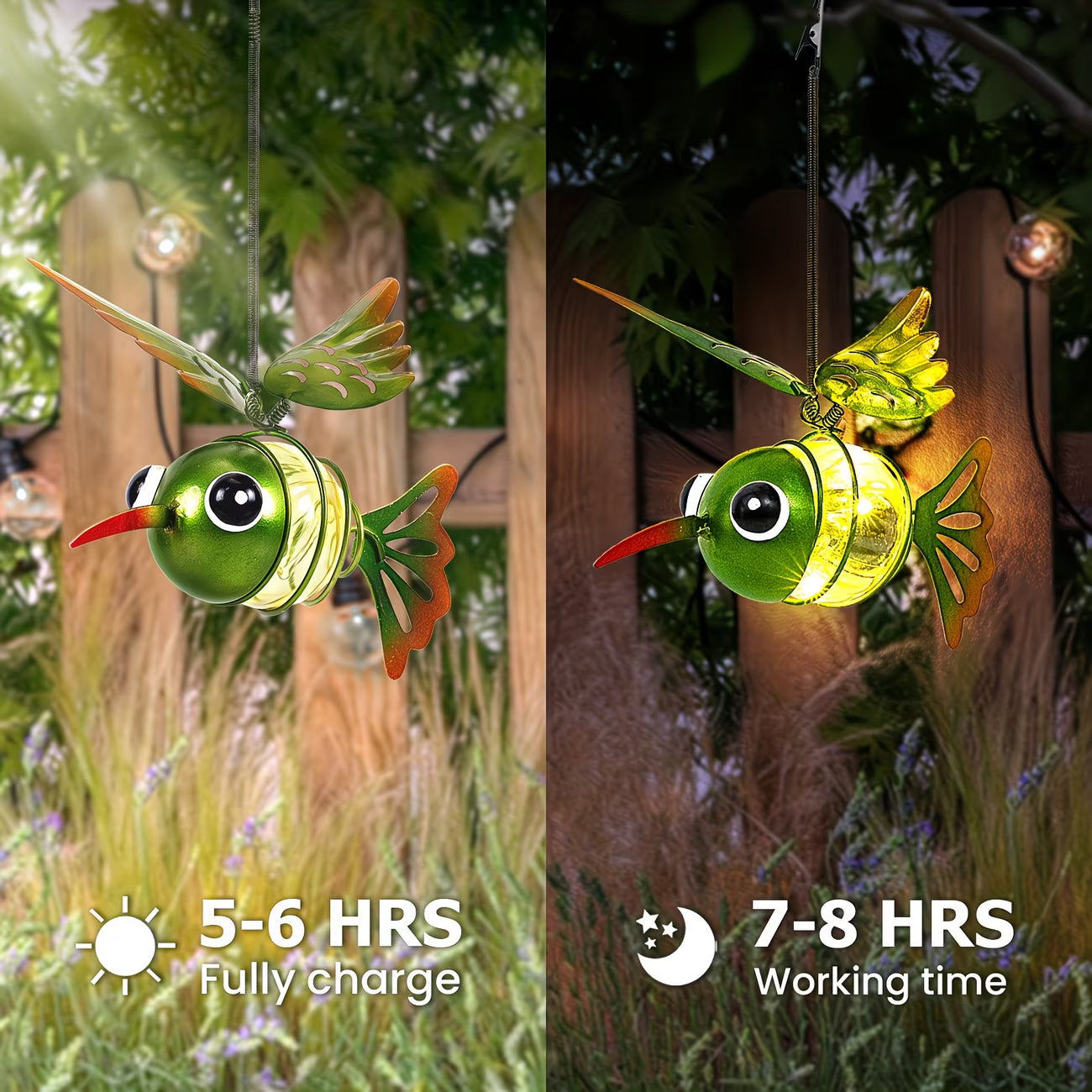 Hummingbird Solar Lantern with Independent Hook and Spring