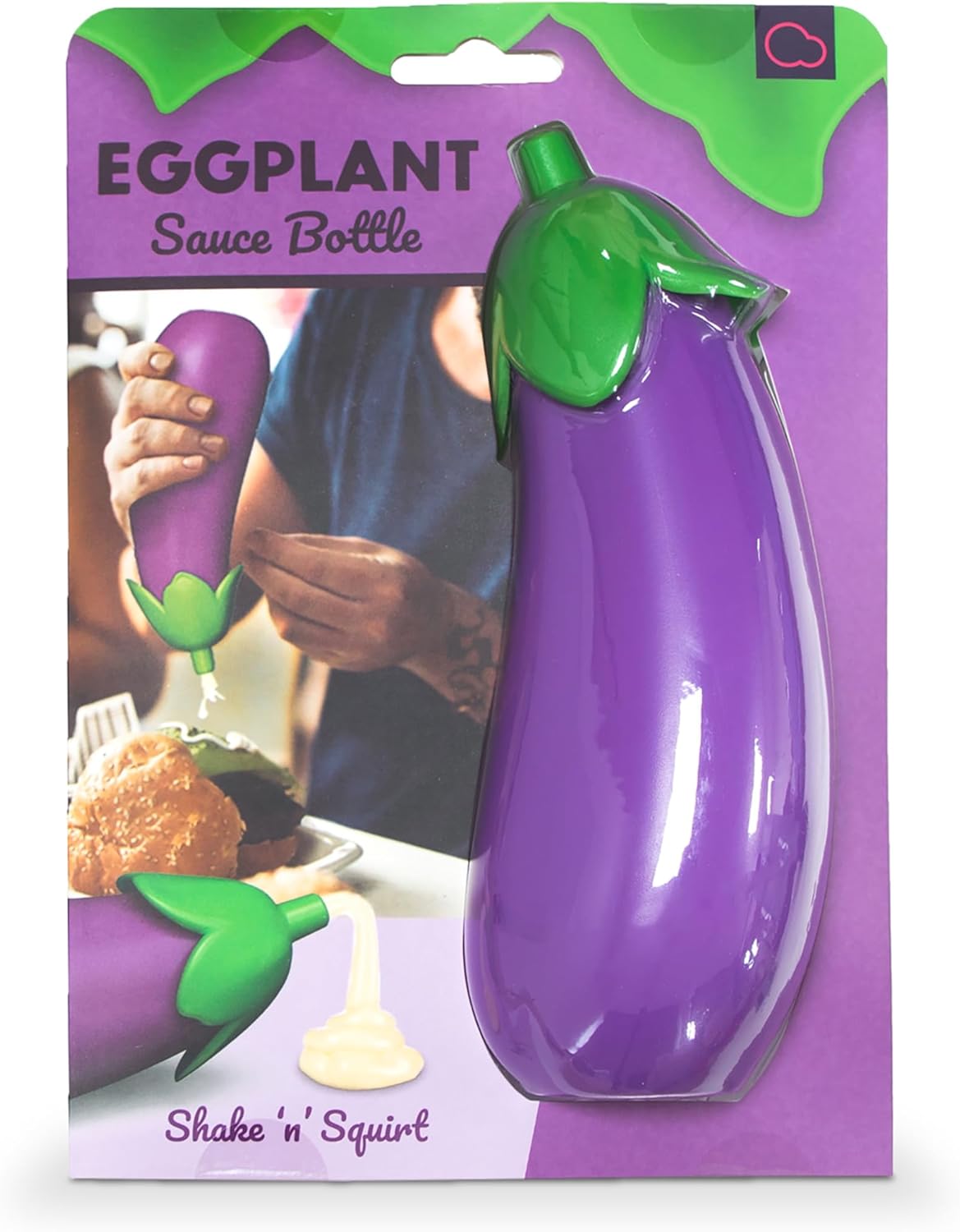 Bubblegum Stuff Eggplant Sauce Bottle - Emoji-Inspired Sauce Bottle - Kitchen Accessories - 1.16 fl oz BPA-Free Mayonnaise & Ketchup Bottle - Dishwasher Safe