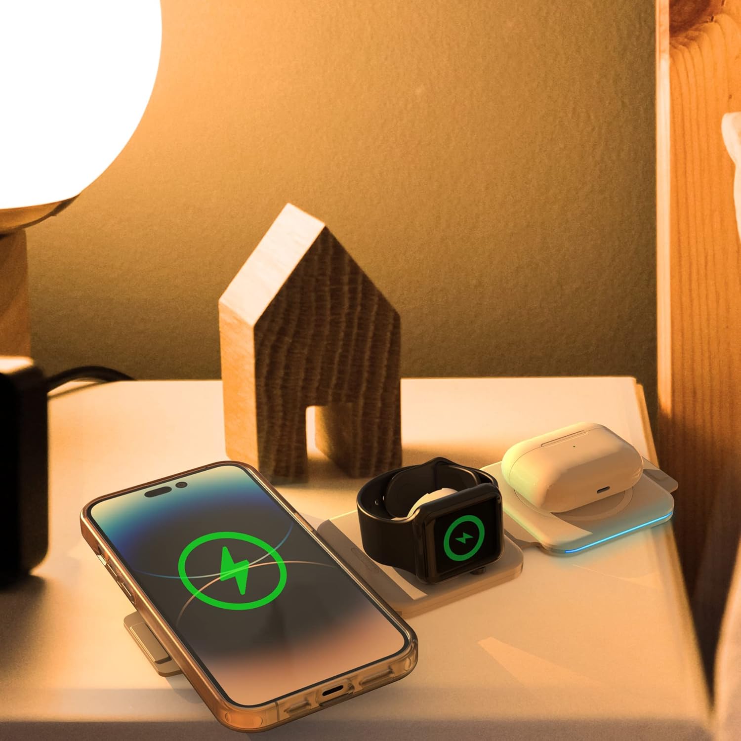 Travel 3 in 1 Charging Stations for Multiple Apple Devices - Designed for iPhone, Watch and AirPods, Magnetic Wireless Charging - Foldable Design, Compatible with MagSafe Products